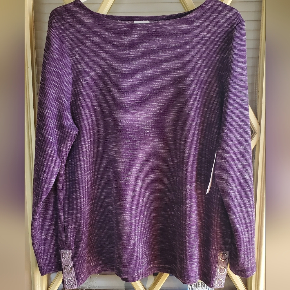 Weekends By Chico's Women's Purple 3/4 Sleeve Top, nwt